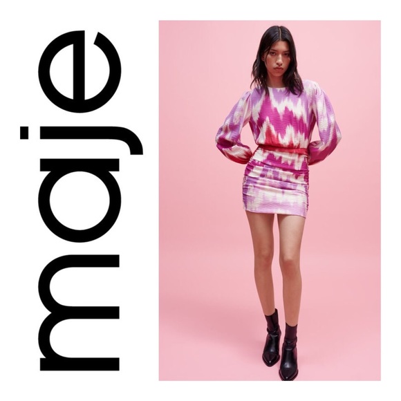 Maje Dresses & Skirts - MAJE. Tie And Dye Printed Viscose Dress Size 40/ 8 US